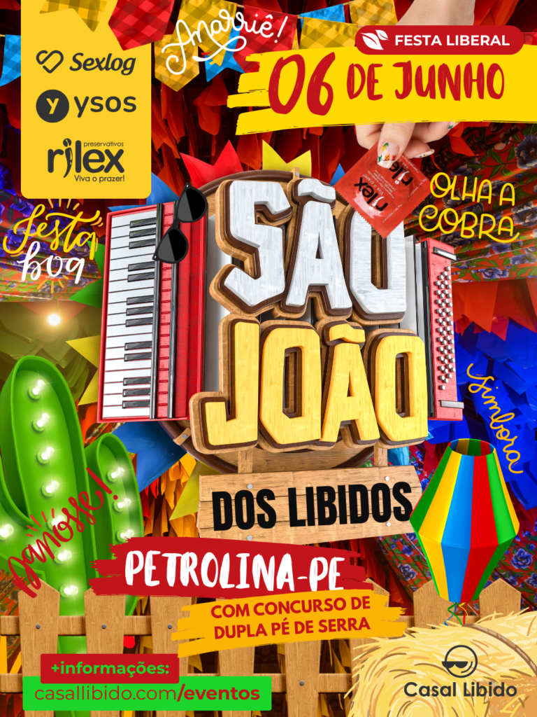 Vem aí o São João dos Libidos, uma celebração que mistura a tradição das festas juninas com a liberdade que a gente tanto preza. No dia 06 de junho, Petrolina vai ficar pequena para tanta animação, forró e gente bonita.